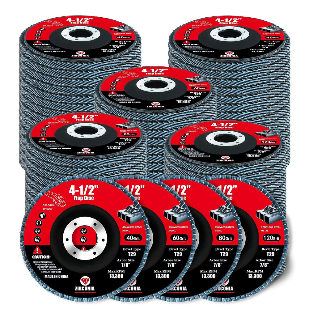 60 Pack Flap Discs 4 1/2 for Angle Grinder, 40/60/80/120 Grit Type 29 Zirconi...