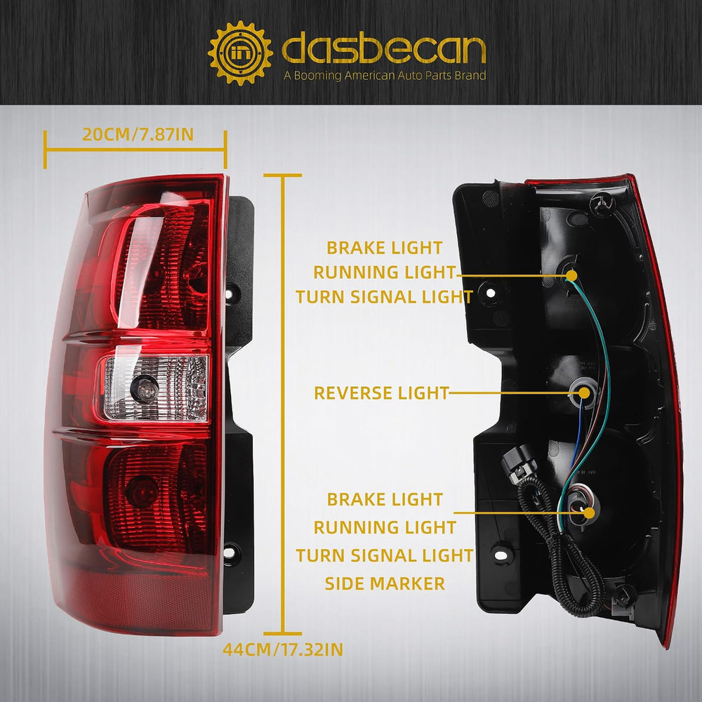 Dasbecan Rear Tail Light Assembly Compatible With 2007-2014 Tahoe Suburban Ta...