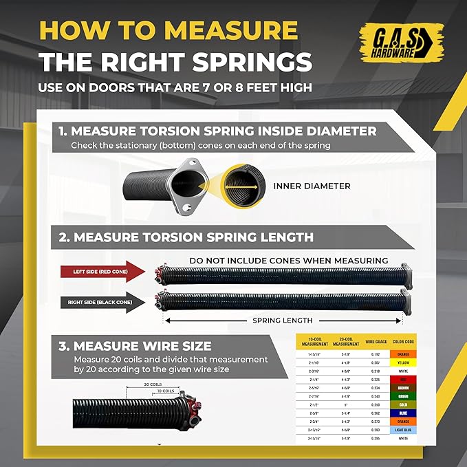 Garage Door Torsion Spring 234x2x27, Includes 1” Steel Bearing, Manual and