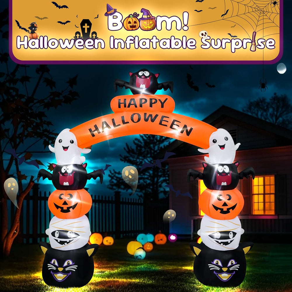 8FT Halloween Arch Inflatable Decoration with LED Lights