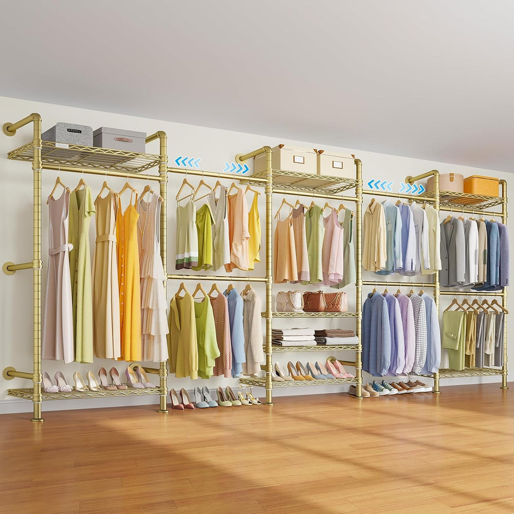 Timate F5 Expandable Wall Mounted Clothes Rack with 8 Adjustable Shelves &...