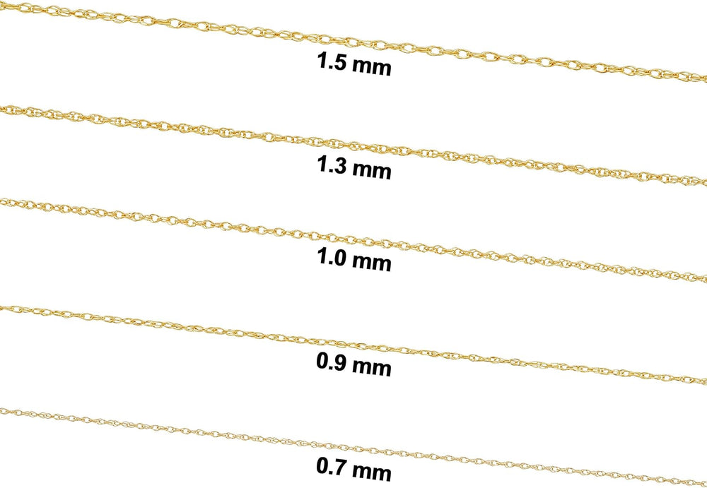 Kooljewelry Solid 14K Yellow Gold Rope Chain Necklace for Women