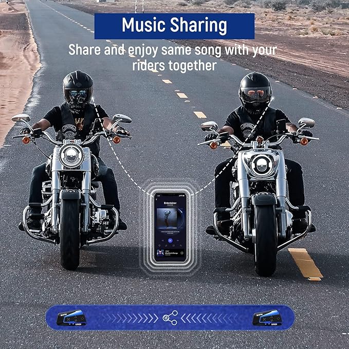 LEXIN B4FM Motorcycle Bluetooth Headset, 10 Riders Helmet Bluetooth Intercom ...