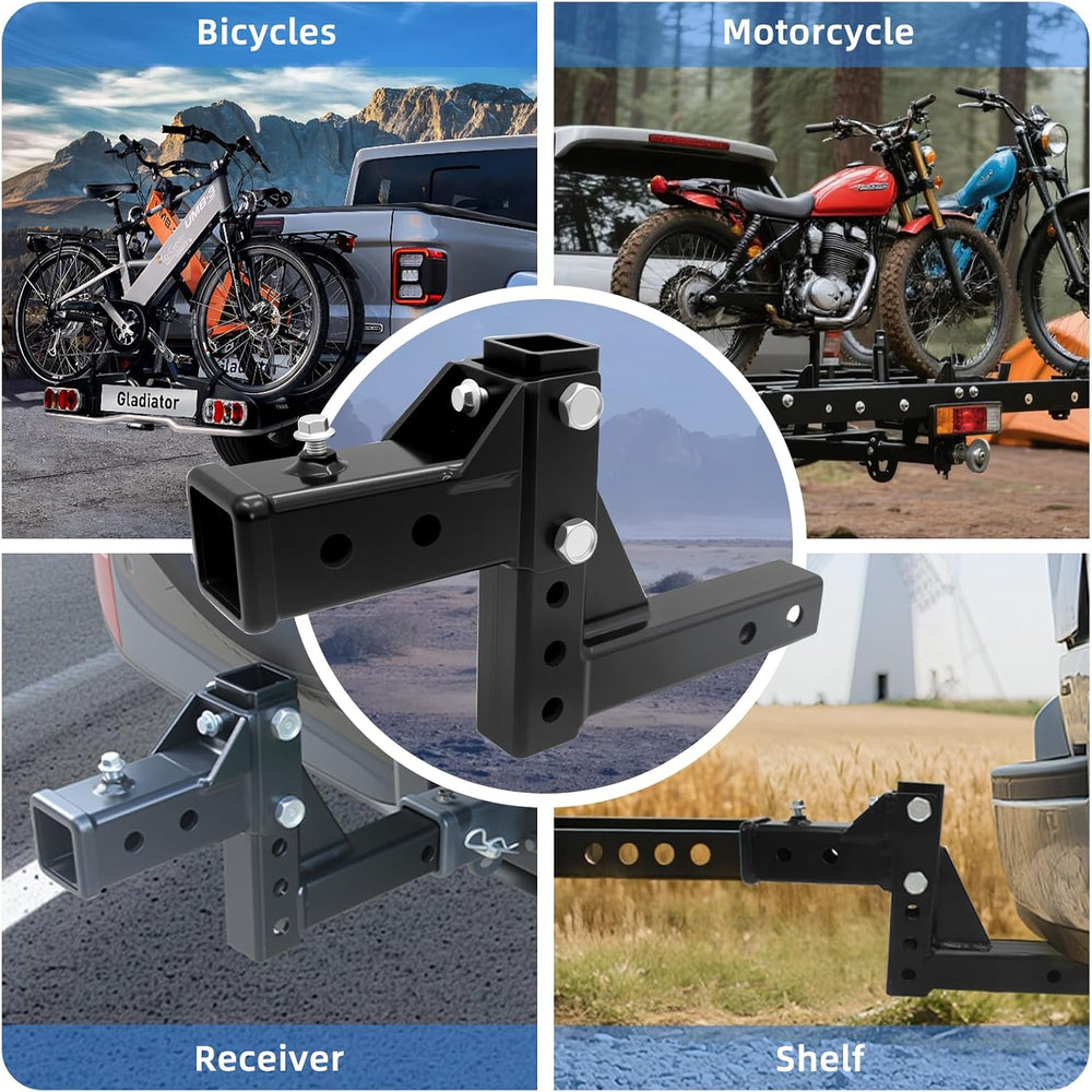 Adjustable Trailer Hitch Receiver for 2-Inch Receiver, Steel Tow Hitch Multip...