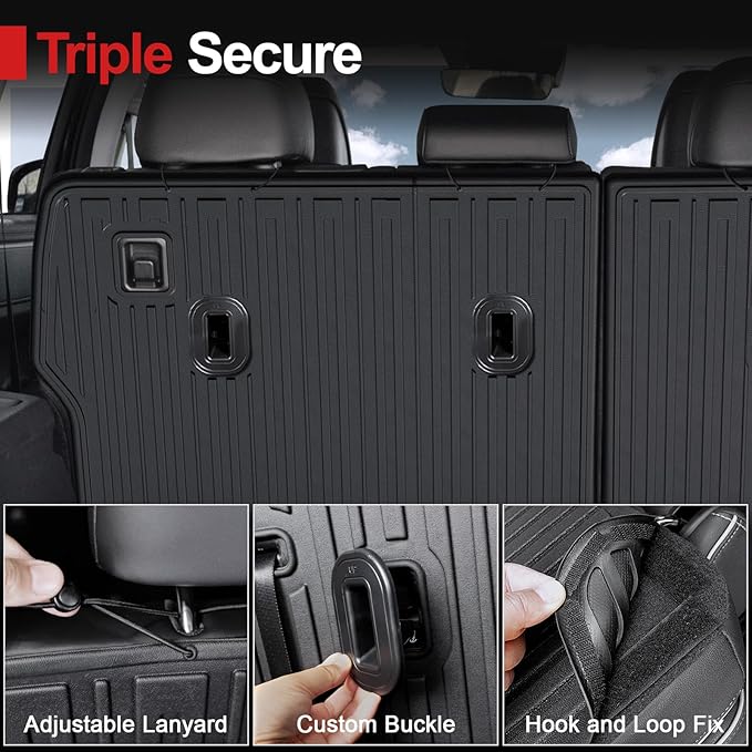 2nd Row Backrest Mat for 2024 2025 Hyundai Santa FE, All Weather TPE Seat Back