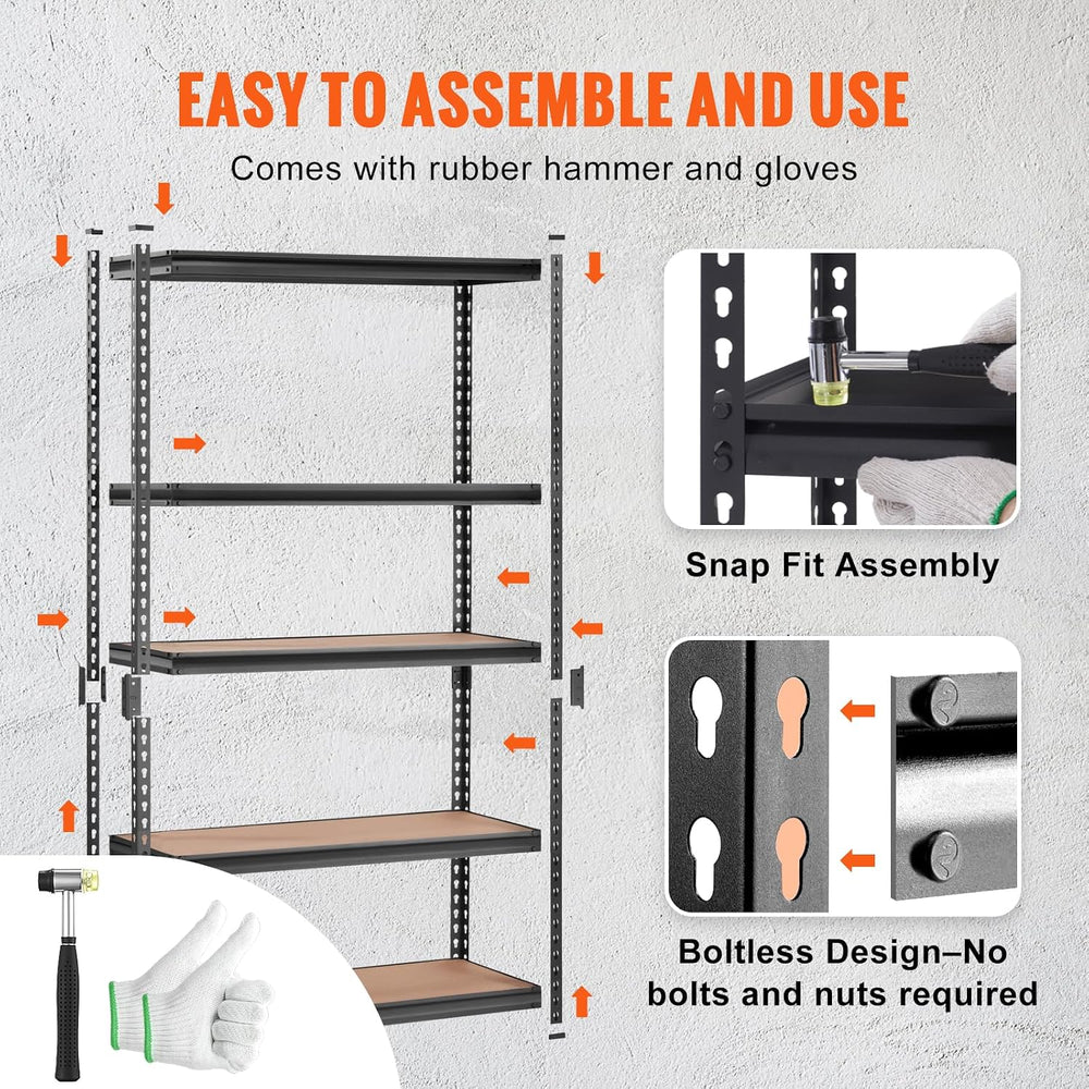 VEVOR Storage Shelves 5-Tier Adjustable 2000 lbs 48"x18"x72" S...