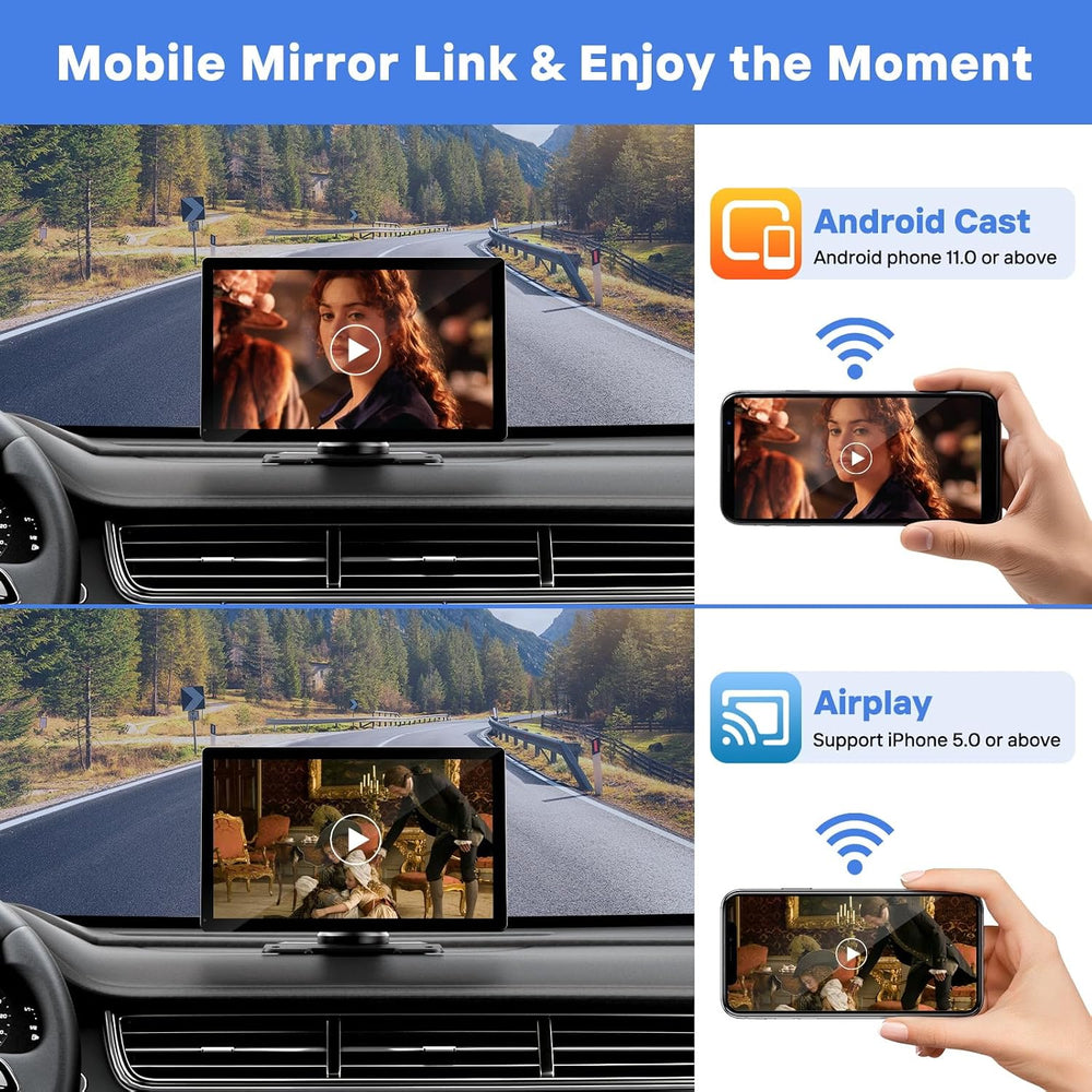 9" Wireless Apple Carplay Screen for Car with OTA Update, Backup Camera