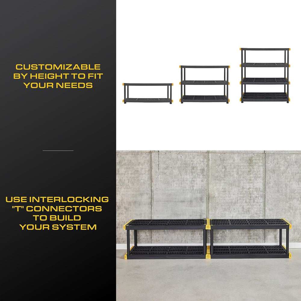 CX Heavy Duty 4-Tier Garage Storage Shelves + 8-pack 27-Gallon Bins & Lids