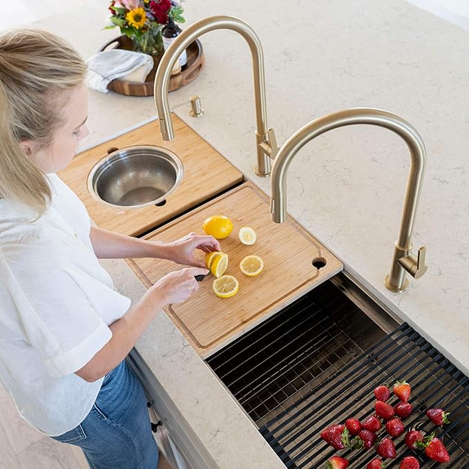 KRAUS Kore 57-inch Undermount Workstation 16 Gauge Single Bowl Stainless Steel