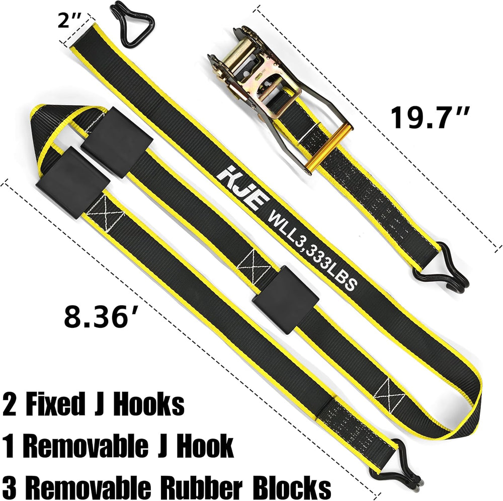 KJE Reflective Car Tie Down Straps for Trailers 4 Pack- Premium Tire Ratchet ...