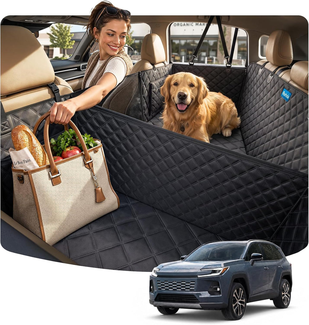 Rorhxia 3-in-1 Dog Car Seat Cover for Back Seat with Road Trip & Daily Mode