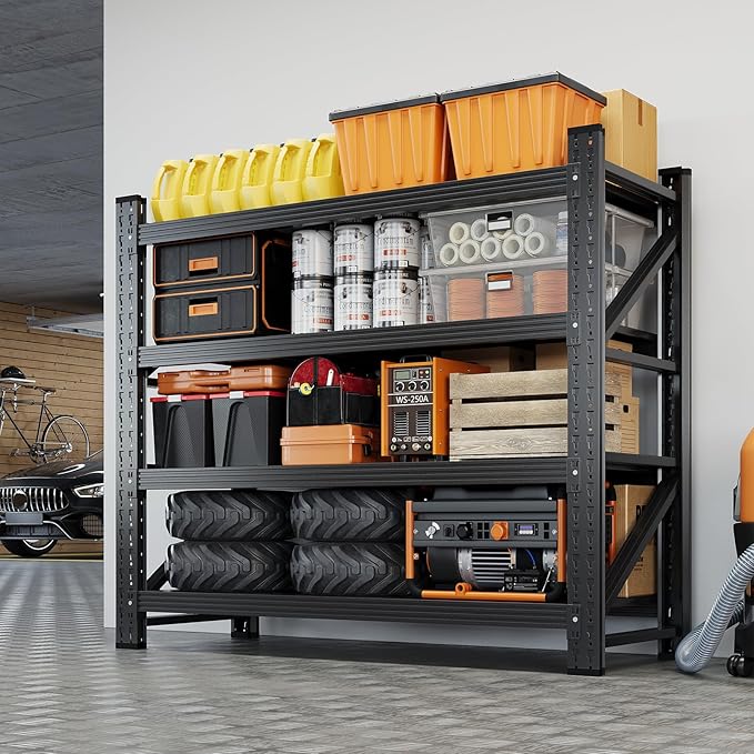 Yizosh 48" W Metal Garage Storage Shelves, Heavy Duty Adjustable Steel