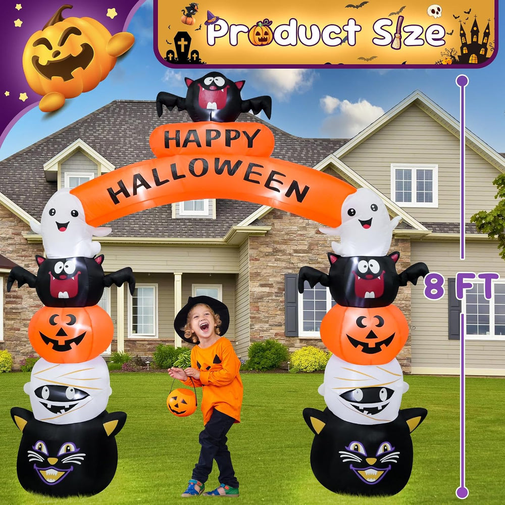8FT Halloween Arch Inflatable Decoration with LED Lights