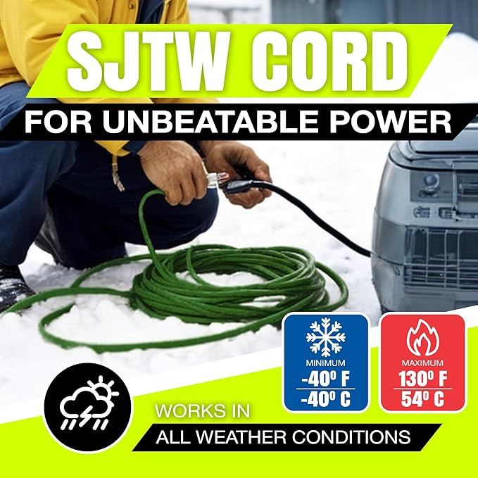 200ft Outdoor/Indoor Extension Cord 16/3 Gauge Heavy Duty 3 Prong SJTW