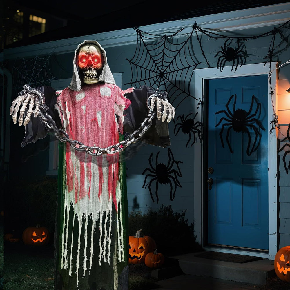 Halloween Decorations Outdoor, 6 Ft Large Animated Grim Reaper with Big Chain...