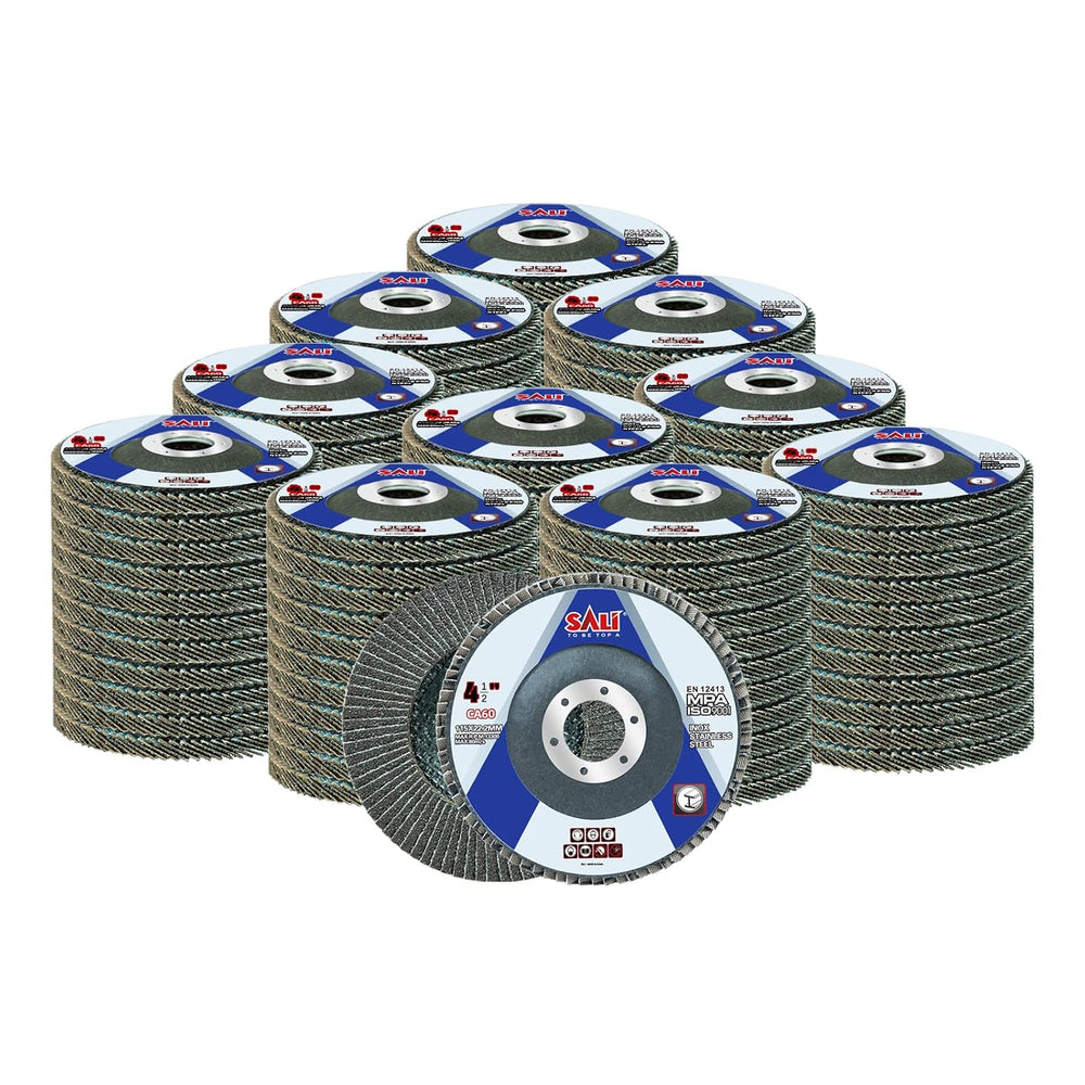 Sali 100 Pack Flap Disc 60 Grit 4.5" x 7/8-Inch Sanding Disc Bevel Type ...