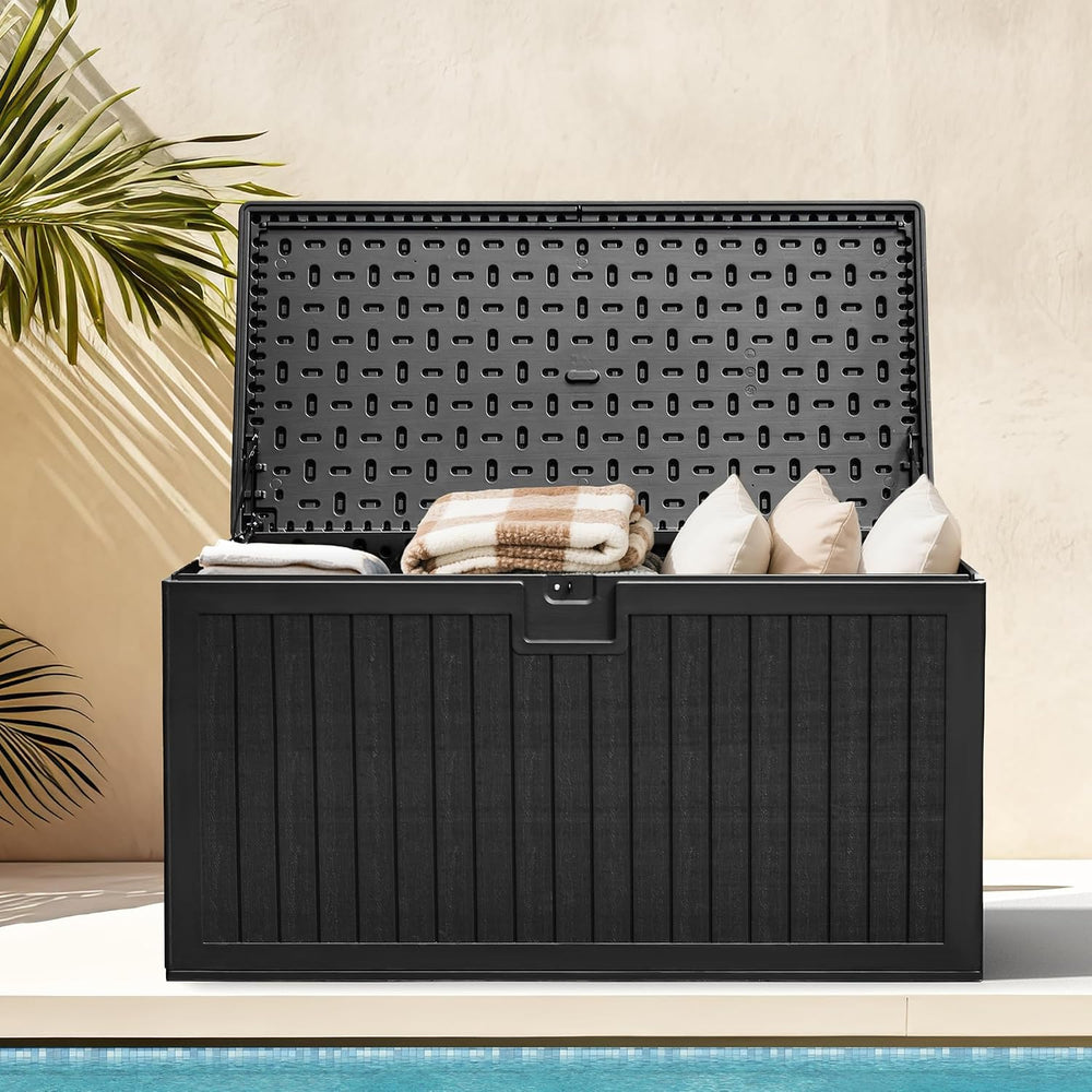 DWVO 260 Gallon Resin Outdoor Storage Box, XXL Double-Wall Waterproof Deck Bo...