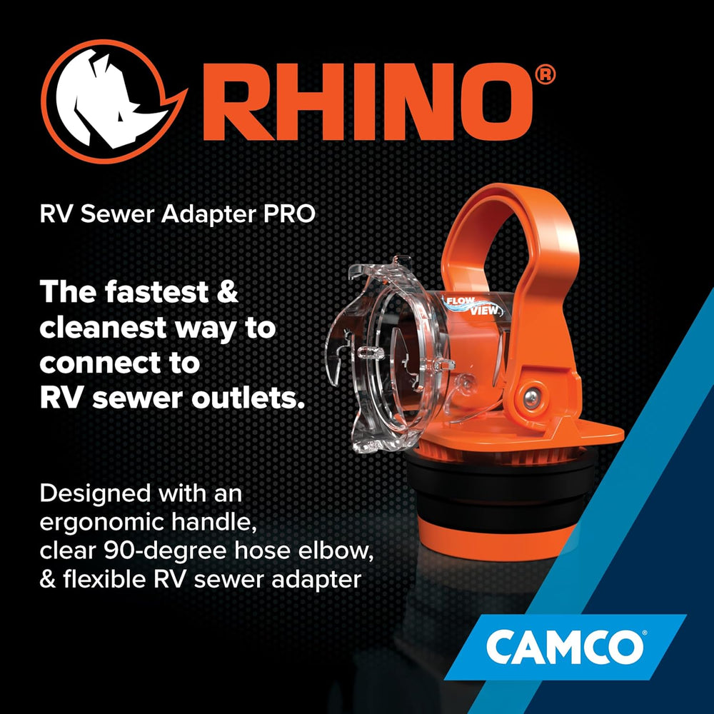 Camco Rhino RV Sewer Adapter PRO - Sewer Hose Elbow w/Drain Lock Adapter