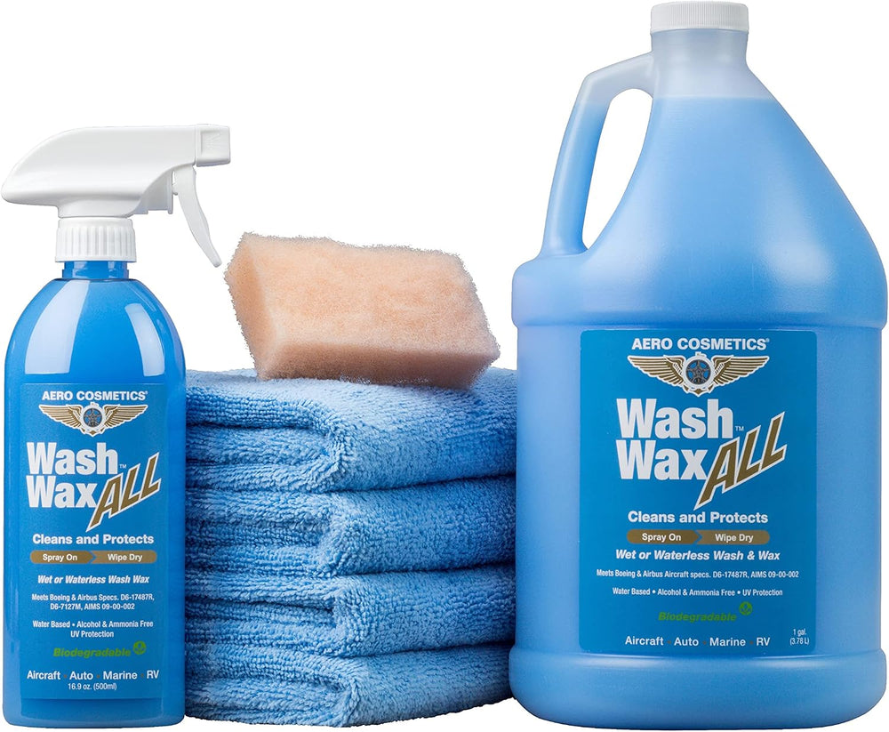 Wet or Waterless Wash Wax Kit 144oz UV Protection. Cleans, and Shines. Aircraft