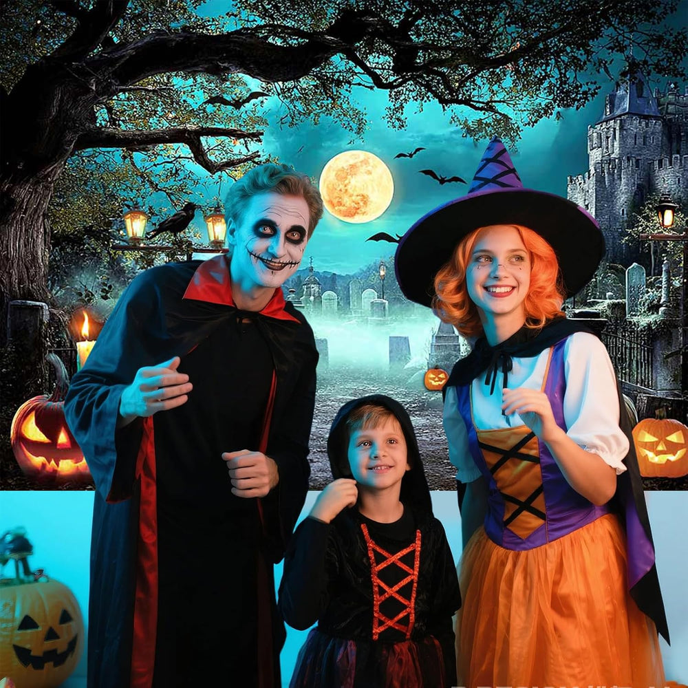 Mocsicka Halloween Photography Backdrop Scary Night Cemetery Background Grave...