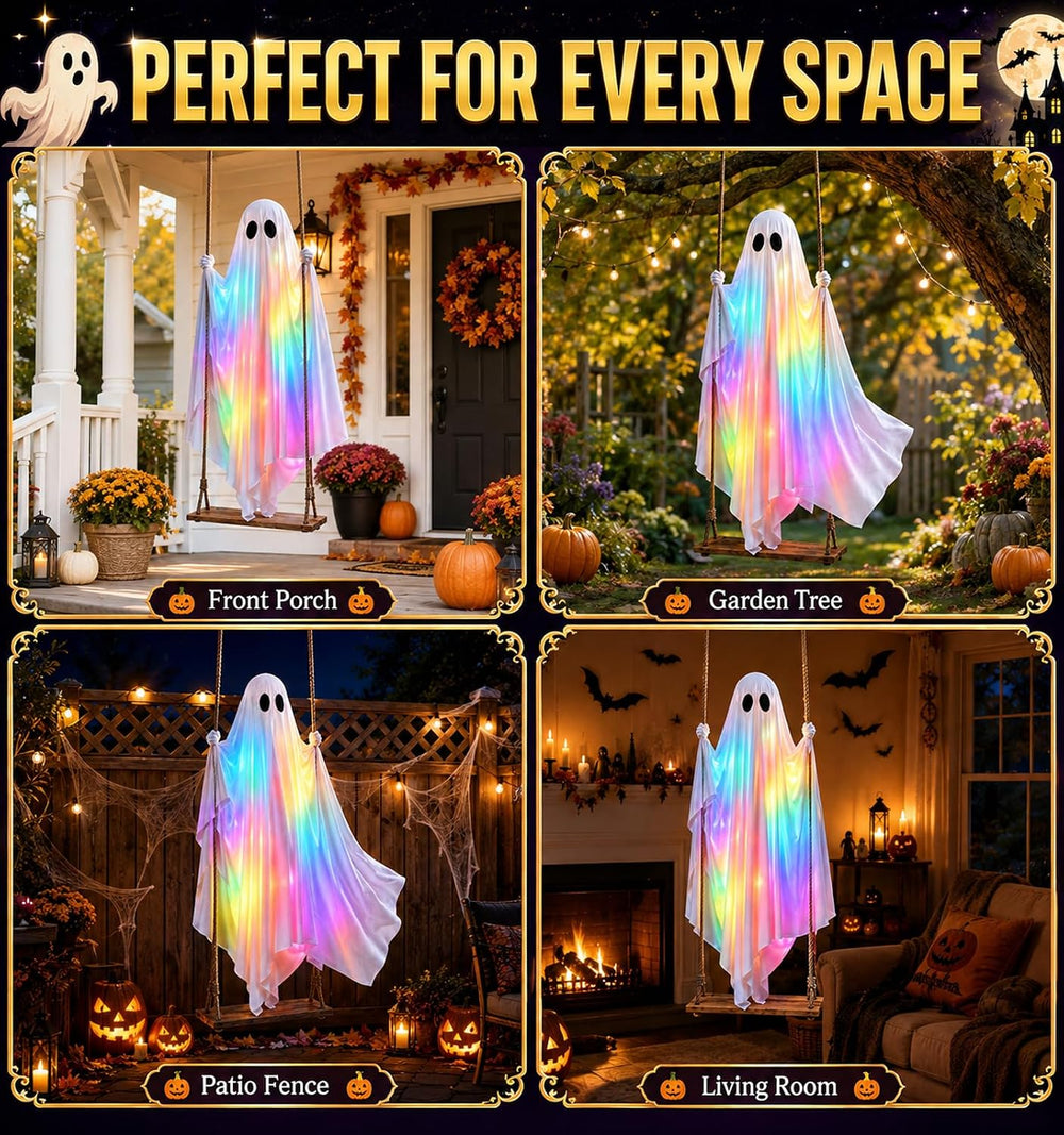 Halloween Decorations Outdoor - 5.5FT Large Hanging Swing Ghost
