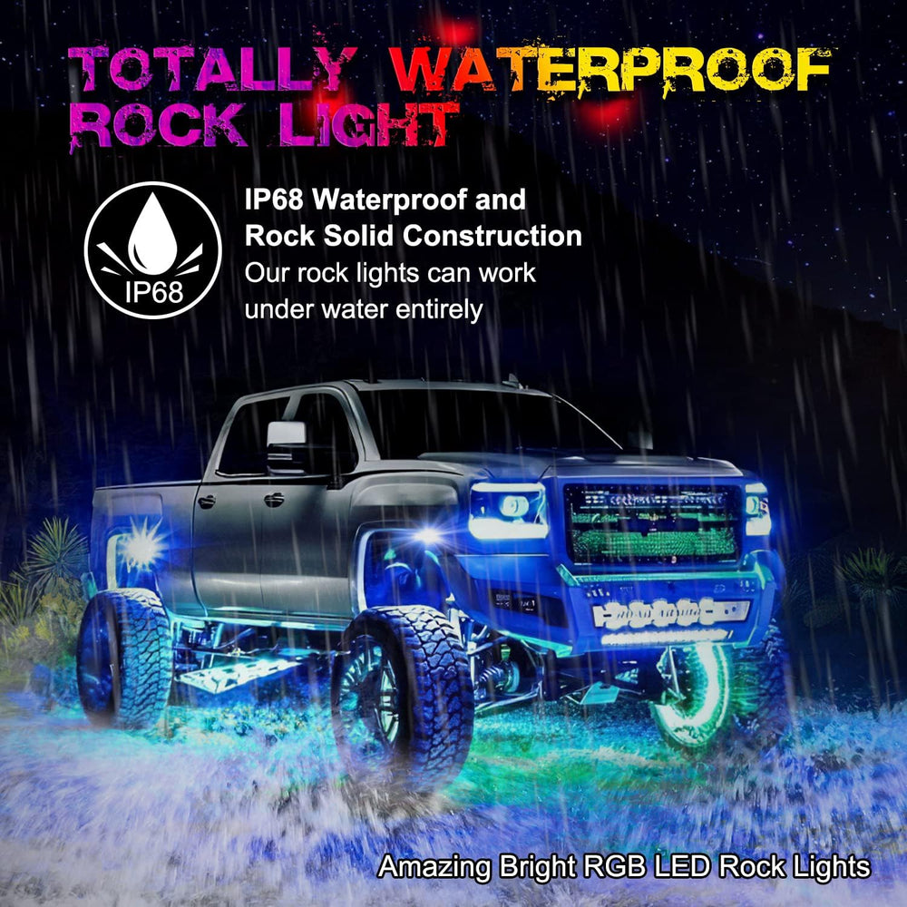 OFFROADTOWN 12 pods LED Rock Lights RGB Multicolor Neon Trail Rig Lights Unde...