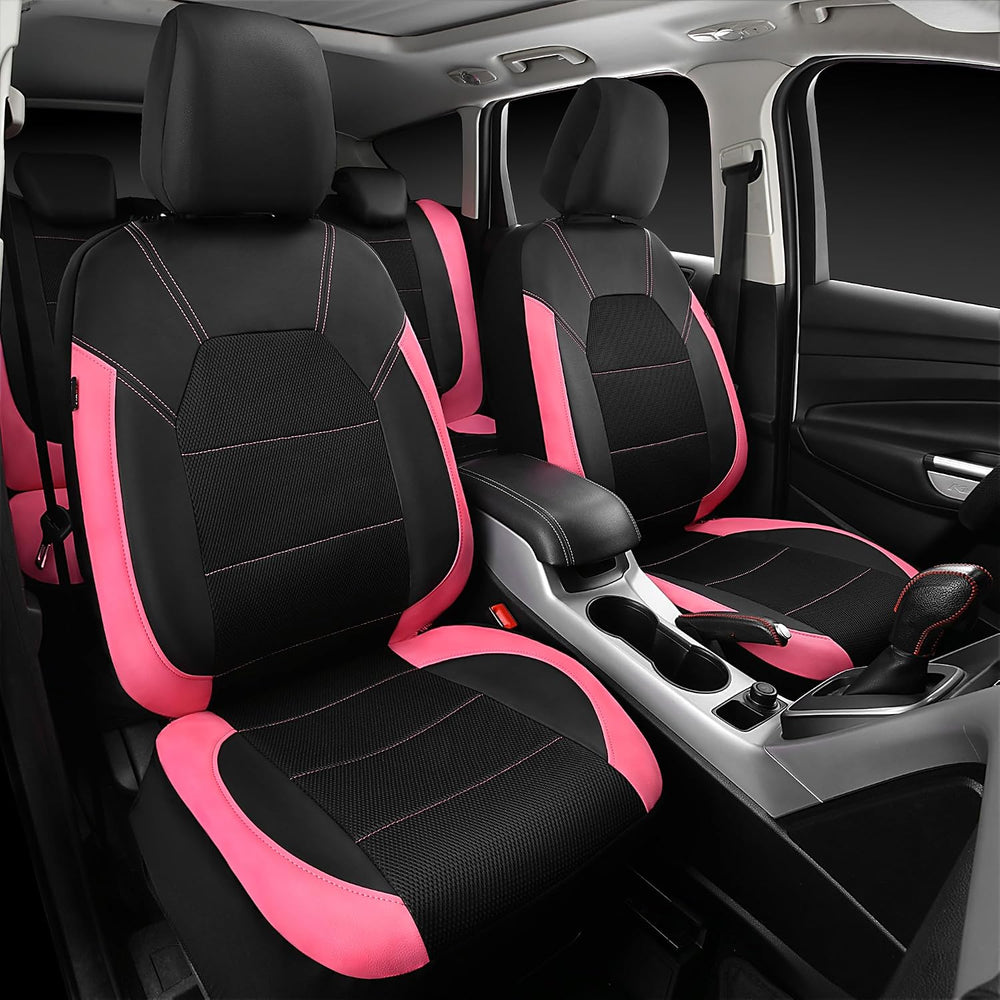CAR PASS Leather Seat Covers, Breathable Universal Car Seat Cover Full Set fo...