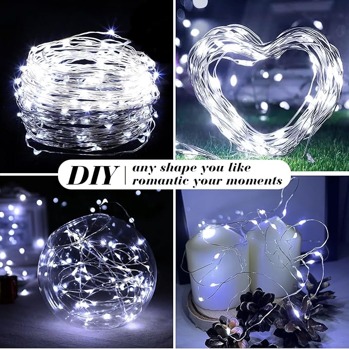 ZGWJ 100 Pack Fairy Lights Battery Operated, 7ft 20 Mini LED Fairy String Lig...