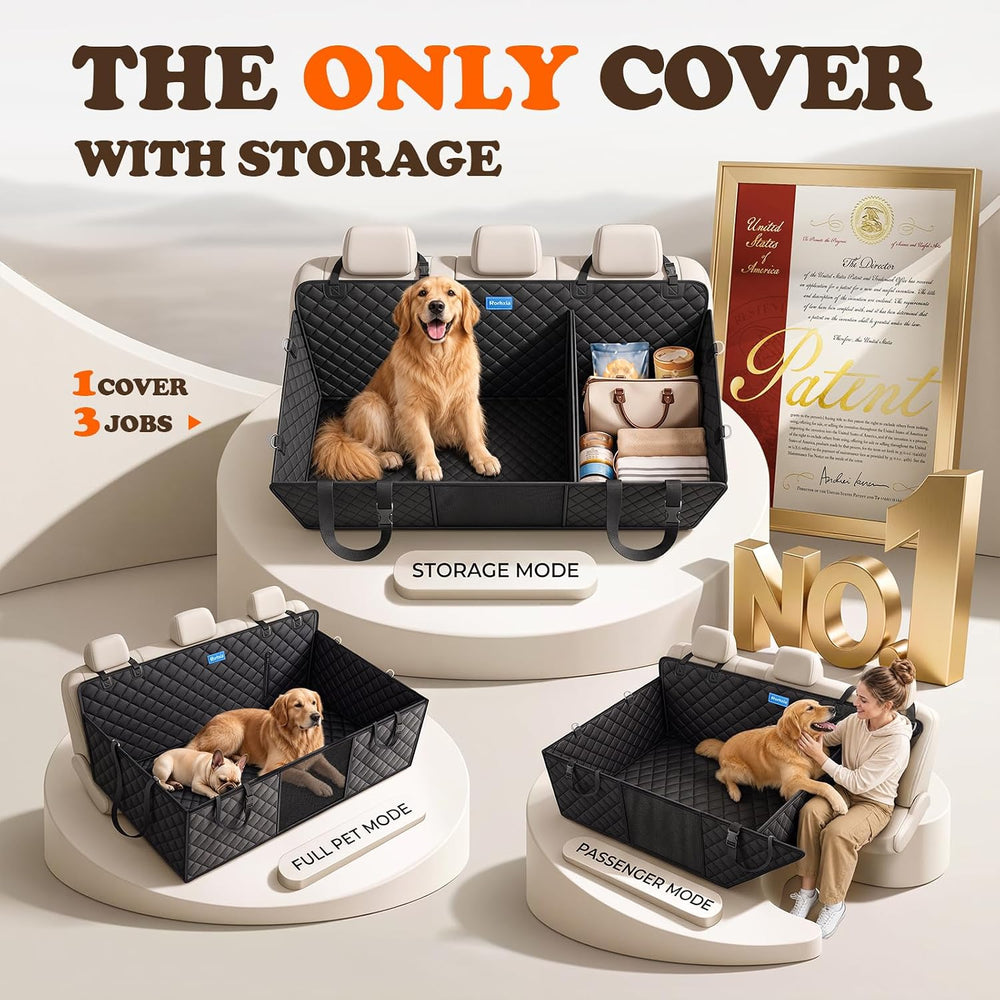 Rorhxia 3-in-1 Dog Car Seat Cover for Back Seat with Road Trip & Daily Mode