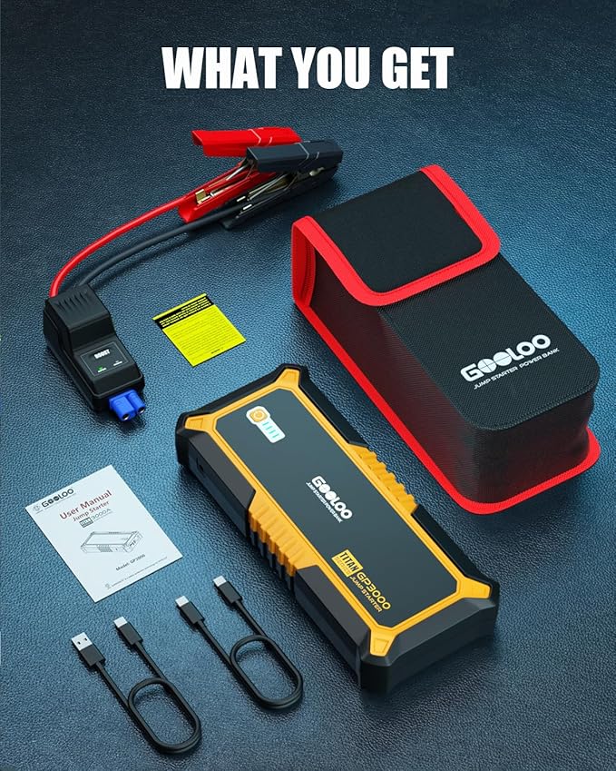 GOOLOO GP3000 3000A Jump Starter, 12V Car Battery Jump Starter