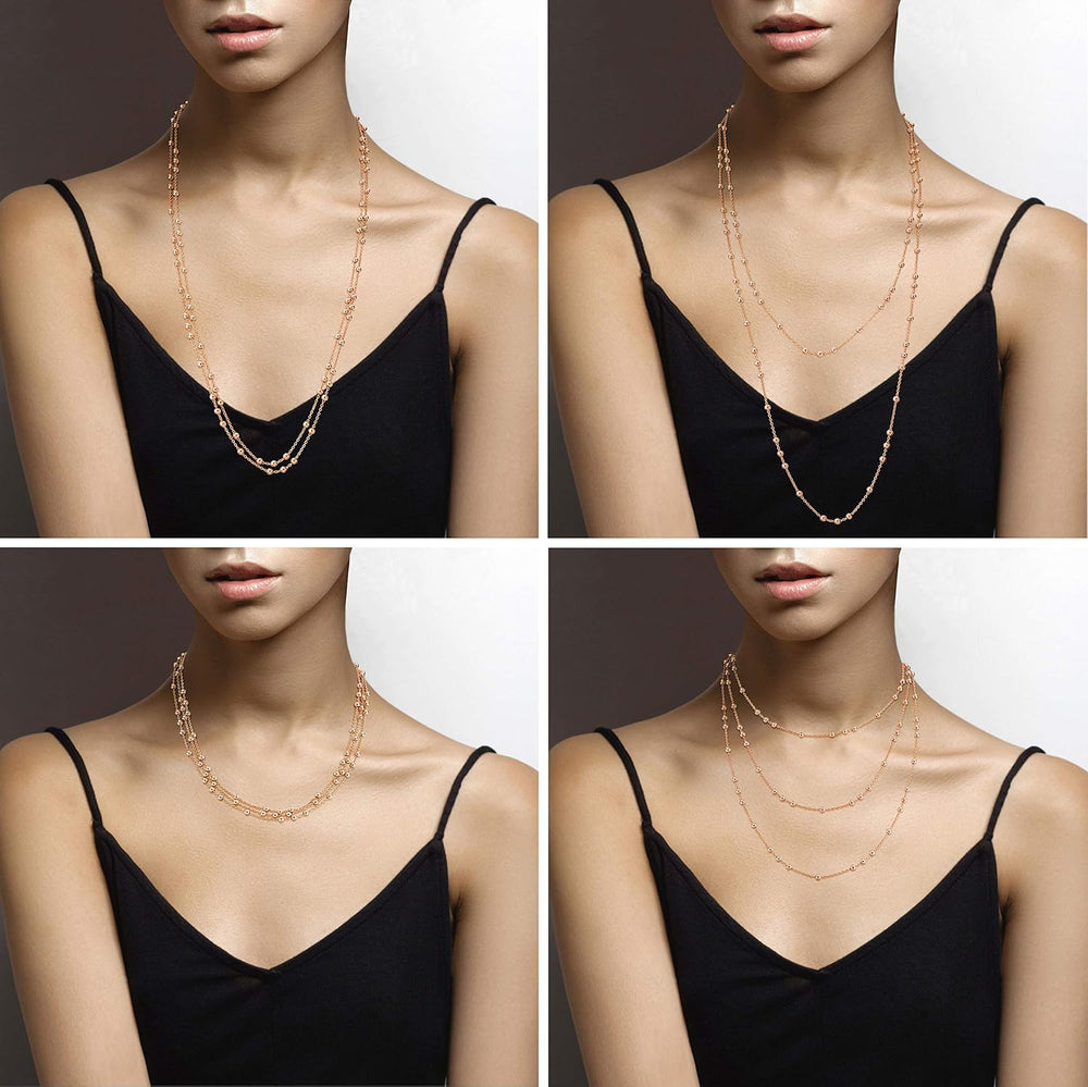 Miabella Italian 18K Yellow or Rose Gold Plated Beaded Ball Rosary Long Wrap ...