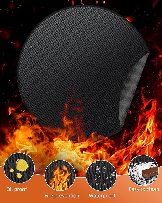 Round BBQ Grill Mat, 60 inches Double-Sided Fireproof Pad Waterproof Deck