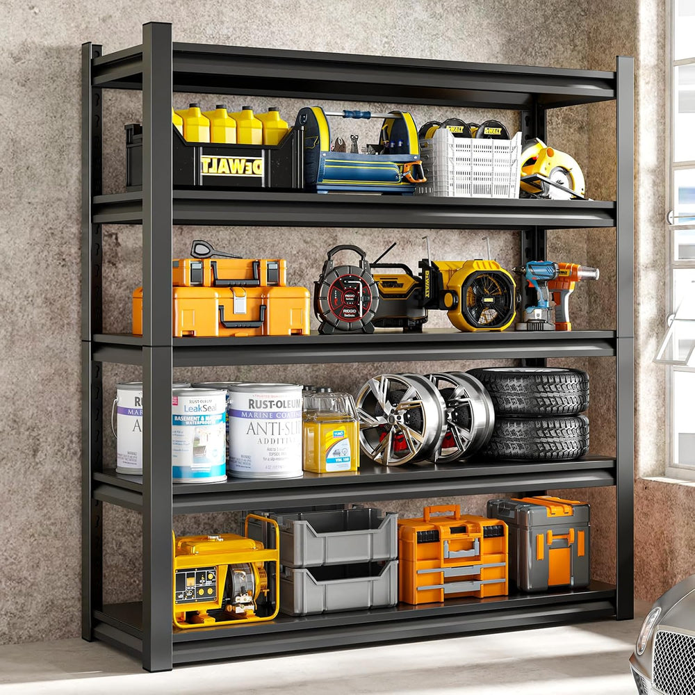 63" H Garage Shelving Unit, Garage Storage Shelves 1600LBS Heavy Duty Sh...