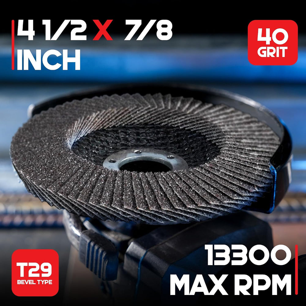 EZARC Aluminum Oxide Flap Discs 40 Grit, 4-1/2 x 7/8-Inch, Type 29, 50-Pack