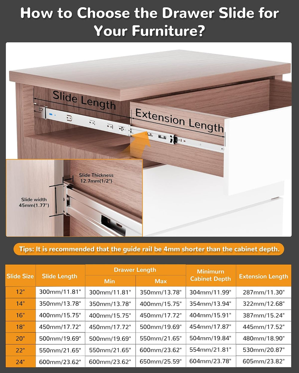 Chibery 18 Inch Side Mount Soft Close Drawer Slides, 10 Pairs Heavy-Duty Full...