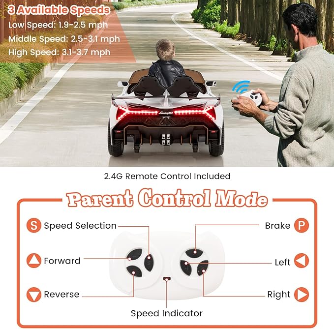 Costzon Ride on Car, Lamborghini Licensed 12V Battery Powered 4WD Sports Car