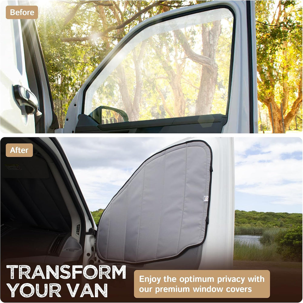 Living in a Bubble Insulated Blackout Front Window Covers (Pair) for Ford Tra...