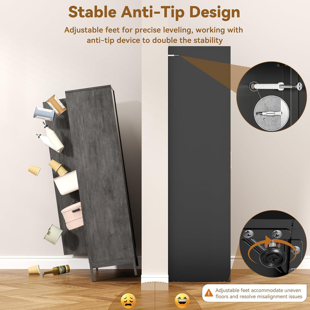 Polup Pantry Cabinet, 71" Tall Metal Storage Cabinet with Doors and Shelves