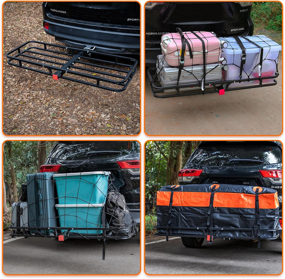 WEIZE 53" x 19" Hitch Mount Cargo Carrier Basket 500LB Capacity wit...
