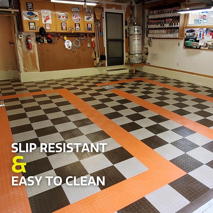 Big Floors RaceDeck CircleTrac, Interlocking Non-Slip Garage Flooring Tile (2...