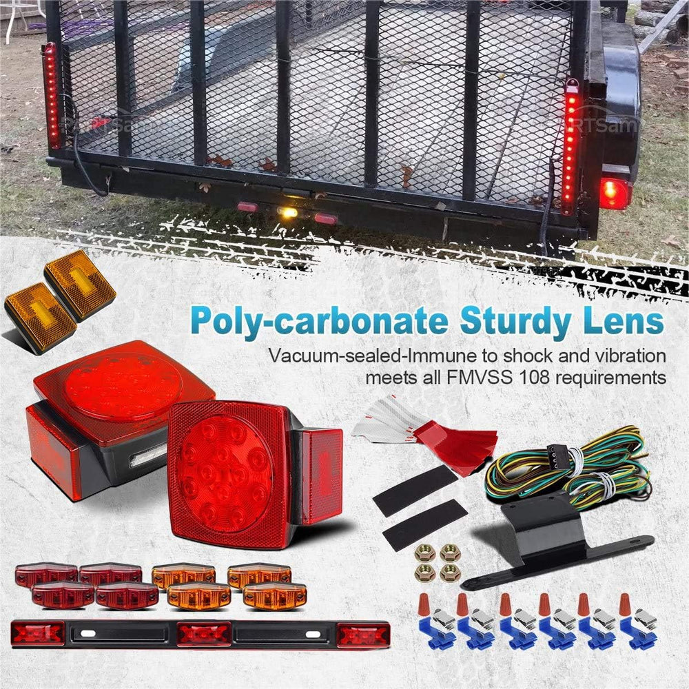 Partsam Submersible Trailer Lights Kit 12V, Square LED Kits, Marker Lights