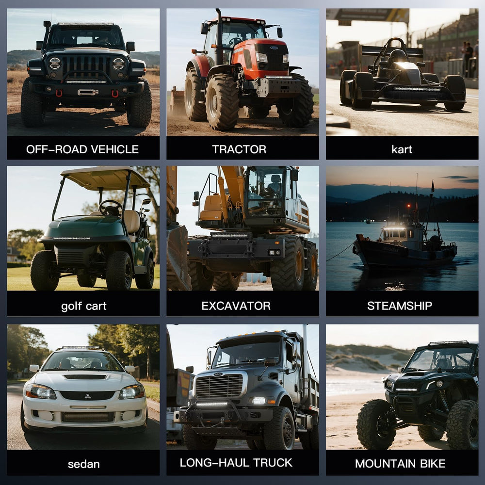 LED Light Bar Kits - 25 Inch Slim Light Bars with 4 Inch LED Pod Lights&W...