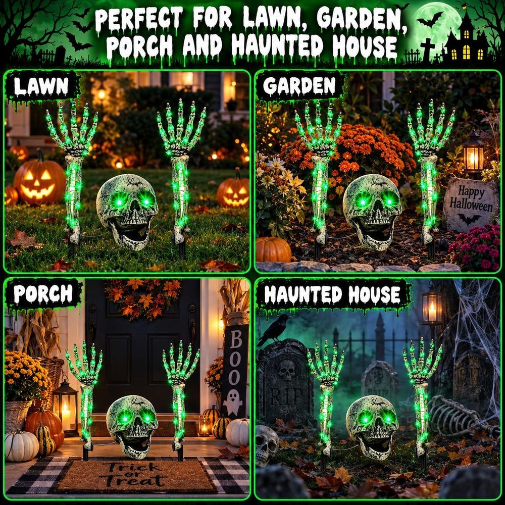 FLYSNK Lighted Halloween Skeleton Groundbreaker Decorations Outdoor, Spooky S...