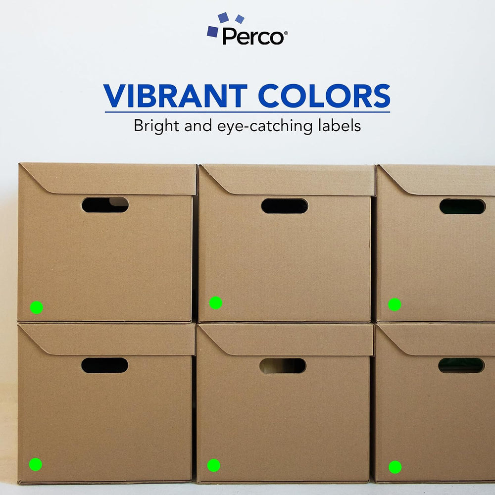 Perco Neon Green Perforated Round Circle Dot Sticker 1-Inch Labels — 10 Rolls...