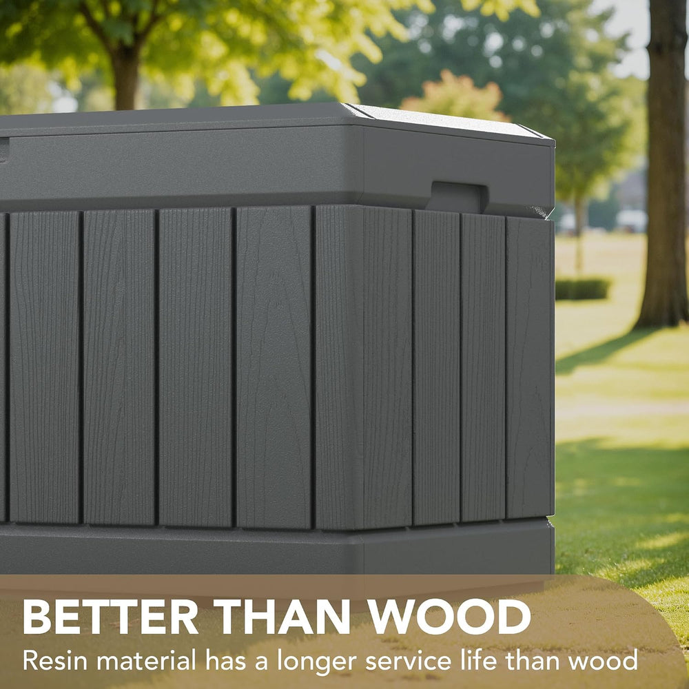 Devoko 85 Gallon Deck Box Lockable Resin Outdoor Storage Box waterproof Outdo...