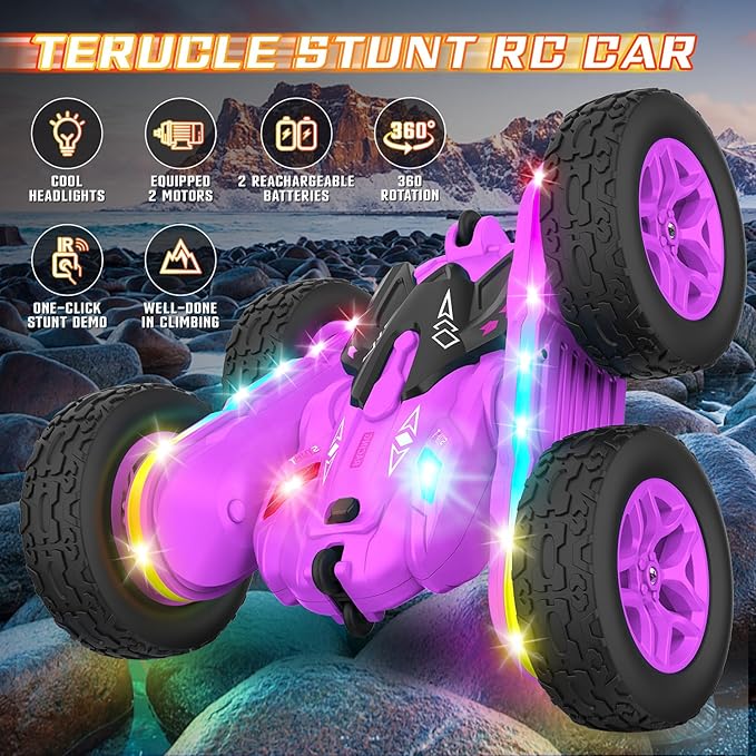 Remote Control Car, Rc Cars Stunt RC Car Toys New Upgraded Strip Lights and
