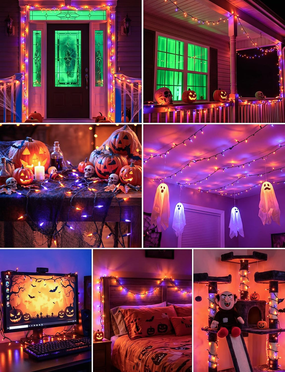 40FT Purple Orange Mini String Lights Halloween Decor for Party Decorations