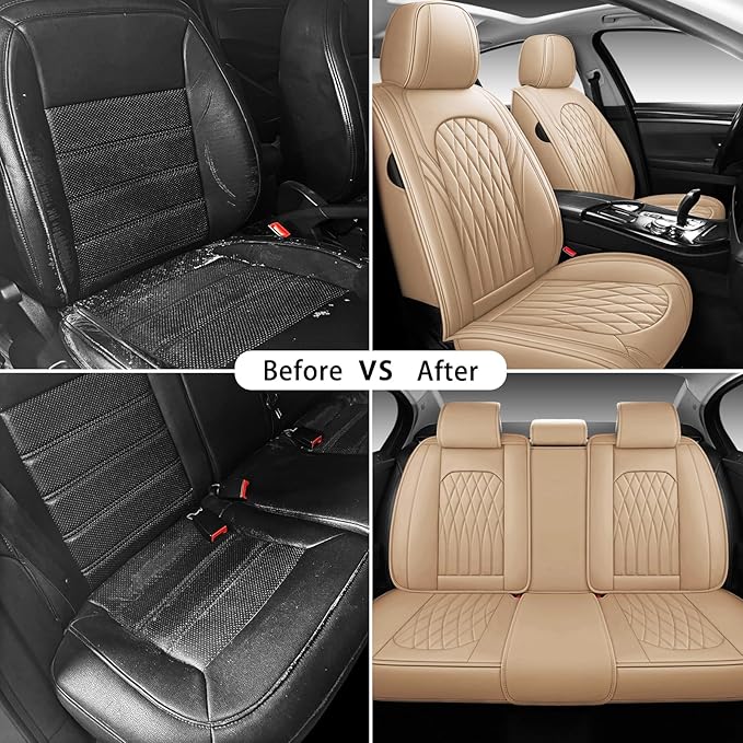 WELLDO Car Seat Covers Full Set, Leather Seat Covers