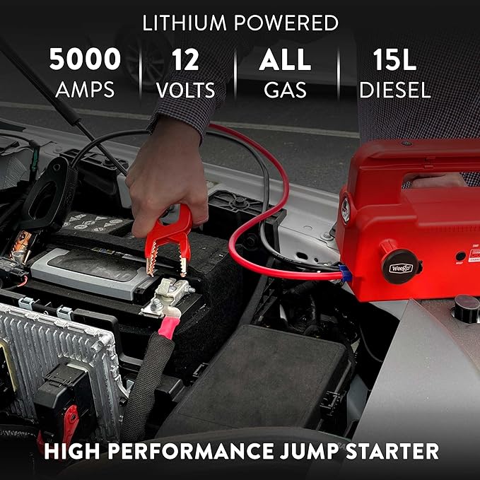 Weego 120 12V Jump Starter, 5000 Peak Amp / 1200 Cranking Amp, Smarty Clamp