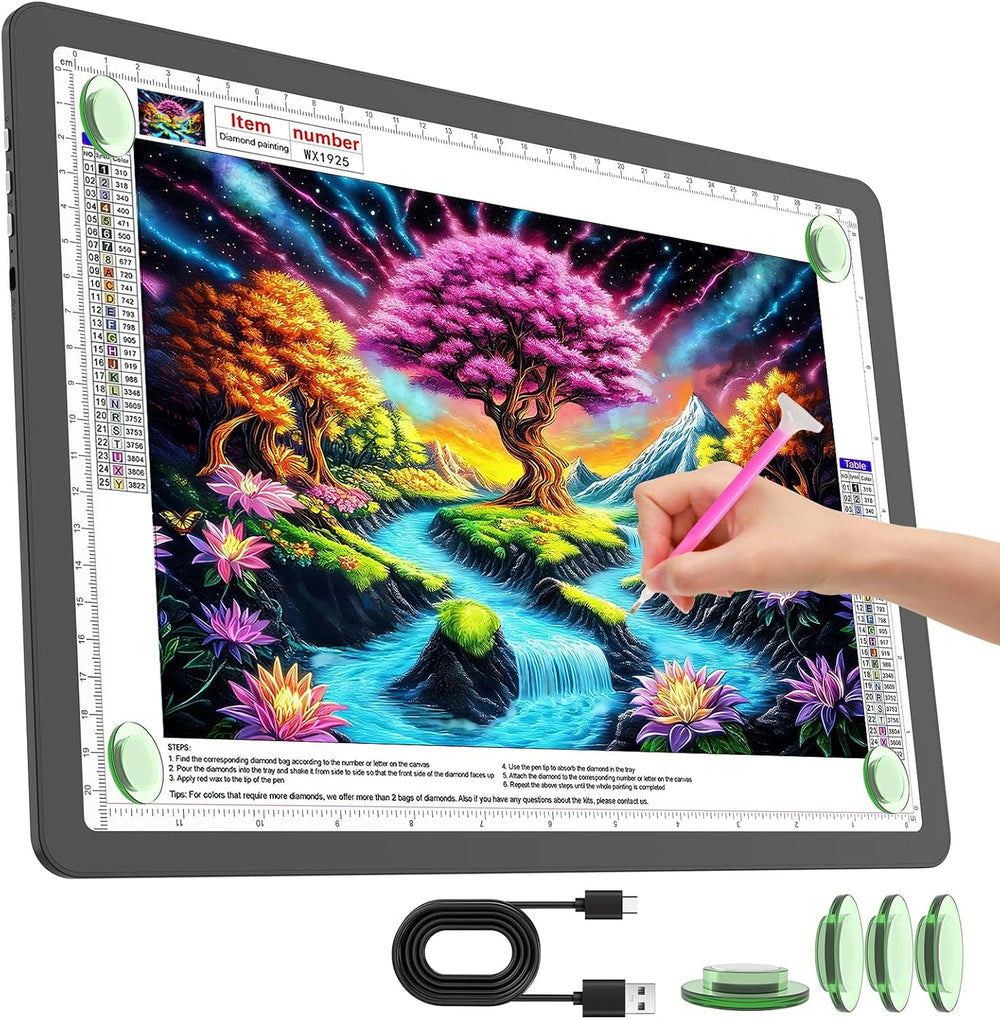 TOHETO Rechargeable A4 Light Pad for Diamond Painting, Ultra Bright Tracing L...